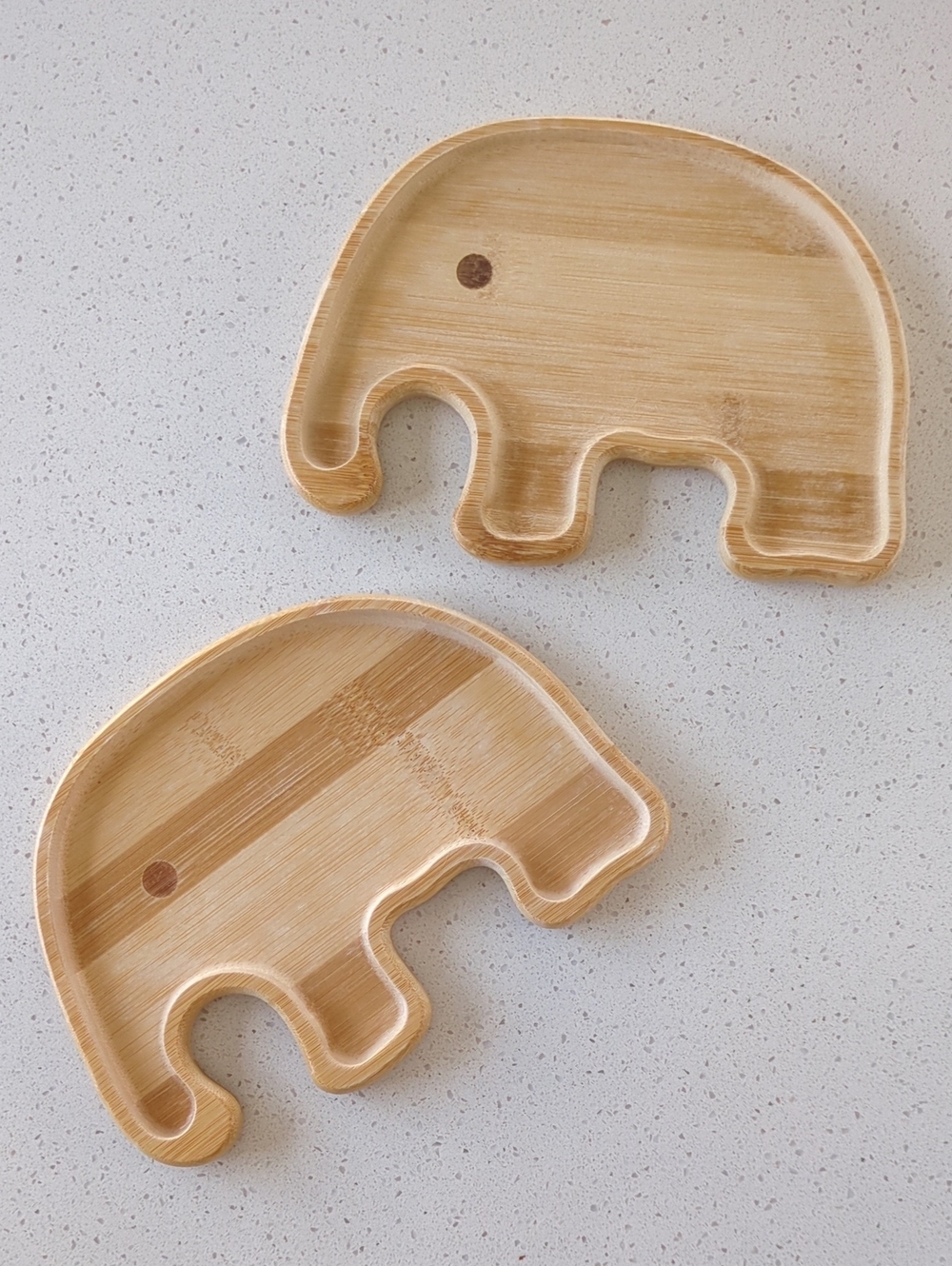 Set Of 2 Bamboo Elephant Plates for Kids - Natural